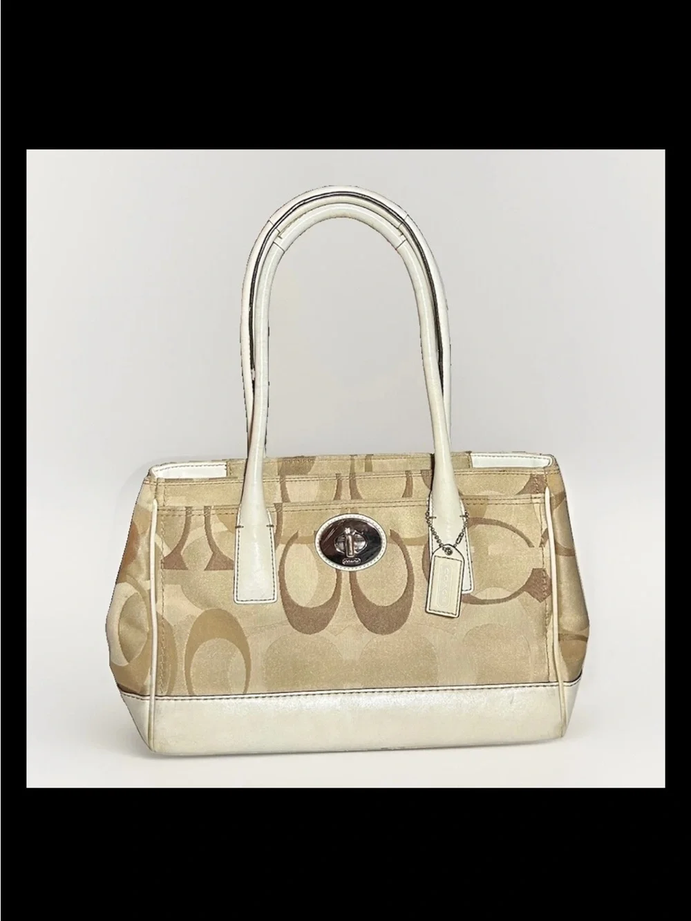 Coach Madeline Satchel,Wallet,Wristlet Set-Khaki Optic Print, White Leather 2007